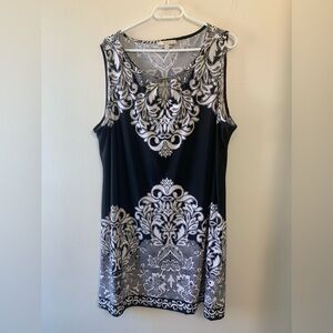 Hanni Black w Off White Summer Dress, Stretch, Lightweight, Loose Fitting